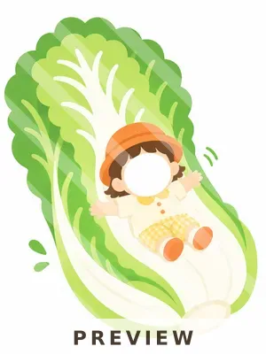 배추 미끄럼틀 타는 여자아이 배추